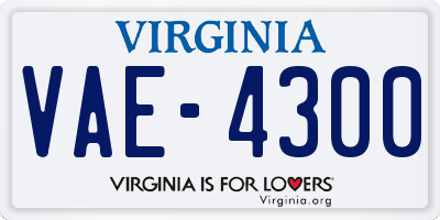 VA license plate VAE4300