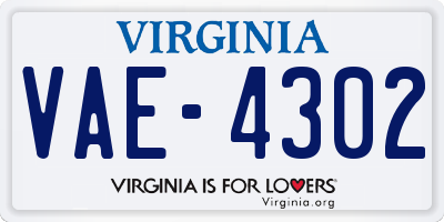VA license plate VAE4302