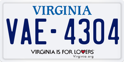 VA license plate VAE4304