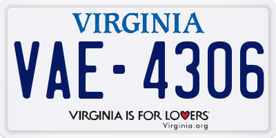 VA license plate VAE4306