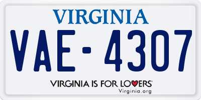 VA license plate VAE4307