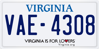 VA license plate VAE4308