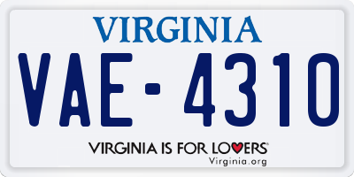 VA license plate VAE4310