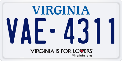 VA license plate VAE4311