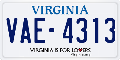 VA license plate VAE4313
