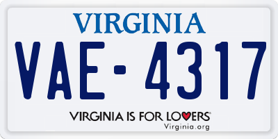 VA license plate VAE4317
