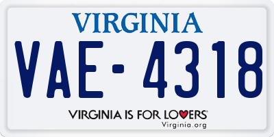 VA license plate VAE4318