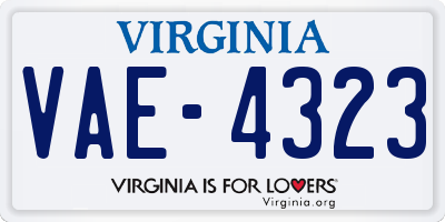 VA license plate VAE4323
