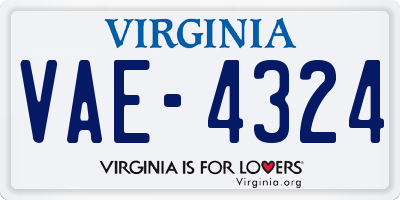 VA license plate VAE4324