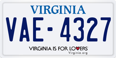 VA license plate VAE4327