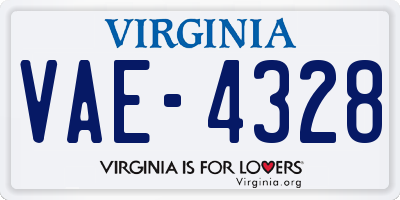 VA license plate VAE4328