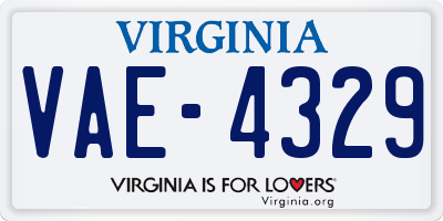 VA license plate VAE4329