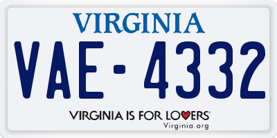VA license plate VAE4332