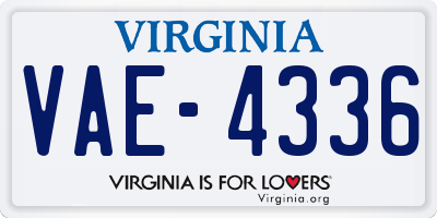 VA license plate VAE4336