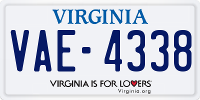 VA license plate VAE4338