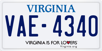 VA license plate VAE4340