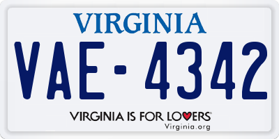 VA license plate VAE4342