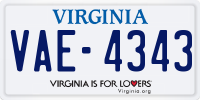 VA license plate VAE4343