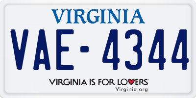 VA license plate VAE4344