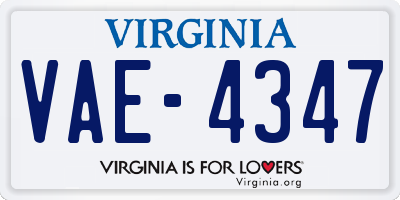 VA license plate VAE4347