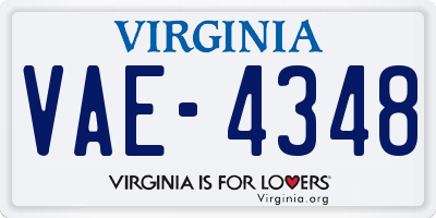 VA license plate VAE4348