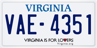 VA license plate VAE4351
