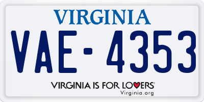 VA license plate VAE4353