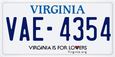 VA license plate VAE4354