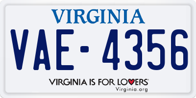 VA license plate VAE4356