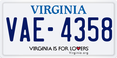VA license plate VAE4358