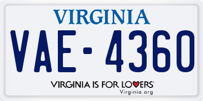 VA license plate VAE4360