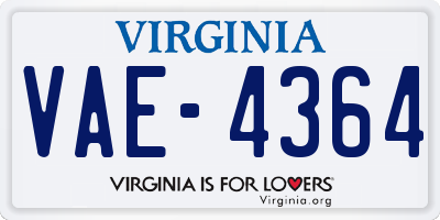 VA license plate VAE4364