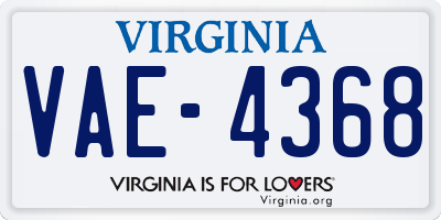 VA license plate VAE4368