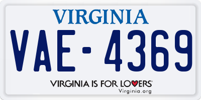 VA license plate VAE4369