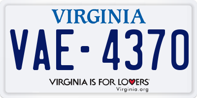 VA license plate VAE4370