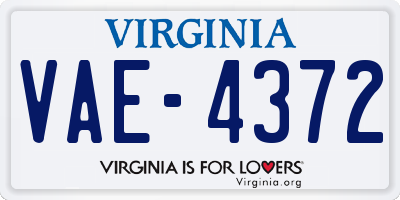 VA license plate VAE4372