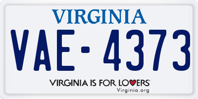 VA license plate VAE4373