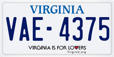 VA license plate VAE4375