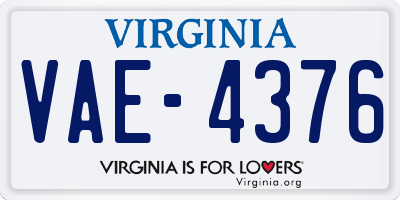 VA license plate VAE4376