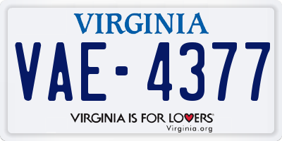 VA license plate VAE4377
