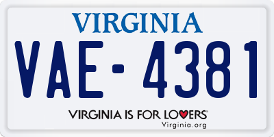 VA license plate VAE4381