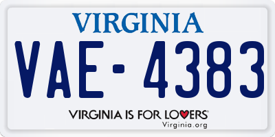 VA license plate VAE4383
