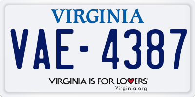 VA license plate VAE4387