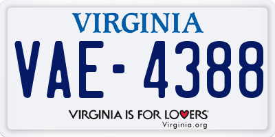 VA license plate VAE4388