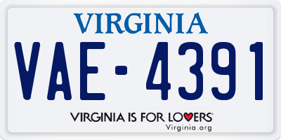 VA license plate VAE4391