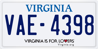 VA license plate VAE4398