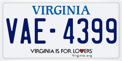 VA license plate VAE4399