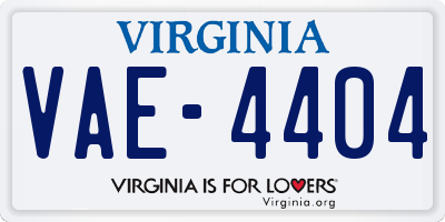 VA license plate VAE4404