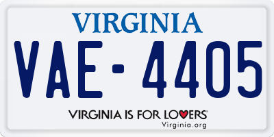 VA license plate VAE4405