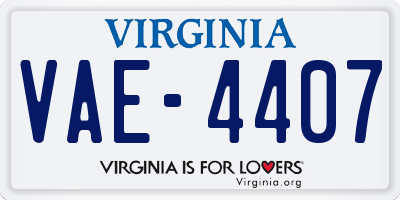 VA license plate VAE4407